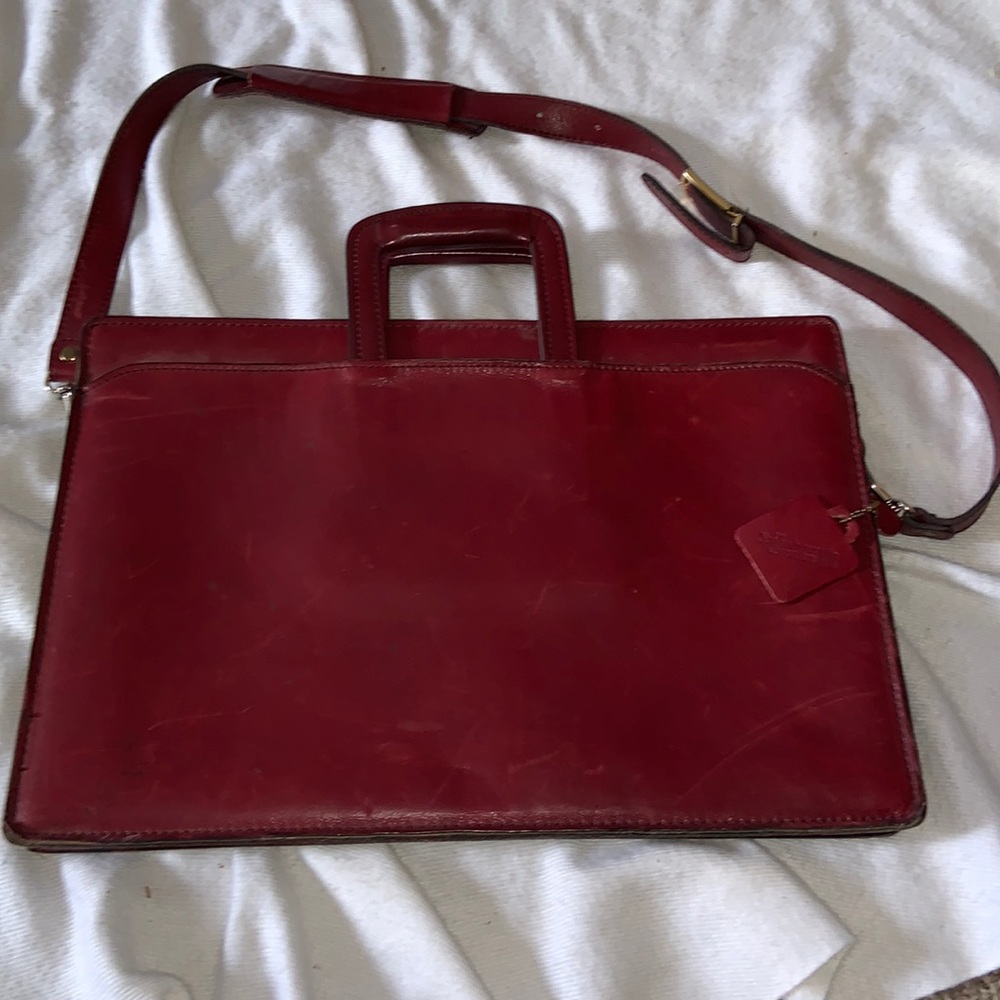 Burgundy vintage LEATHER BRIEFCASE early 1980’s